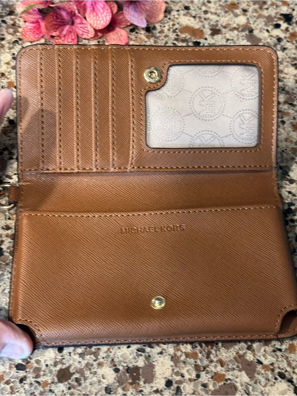Michael Kors White Logo Zip-Around Wristlet
